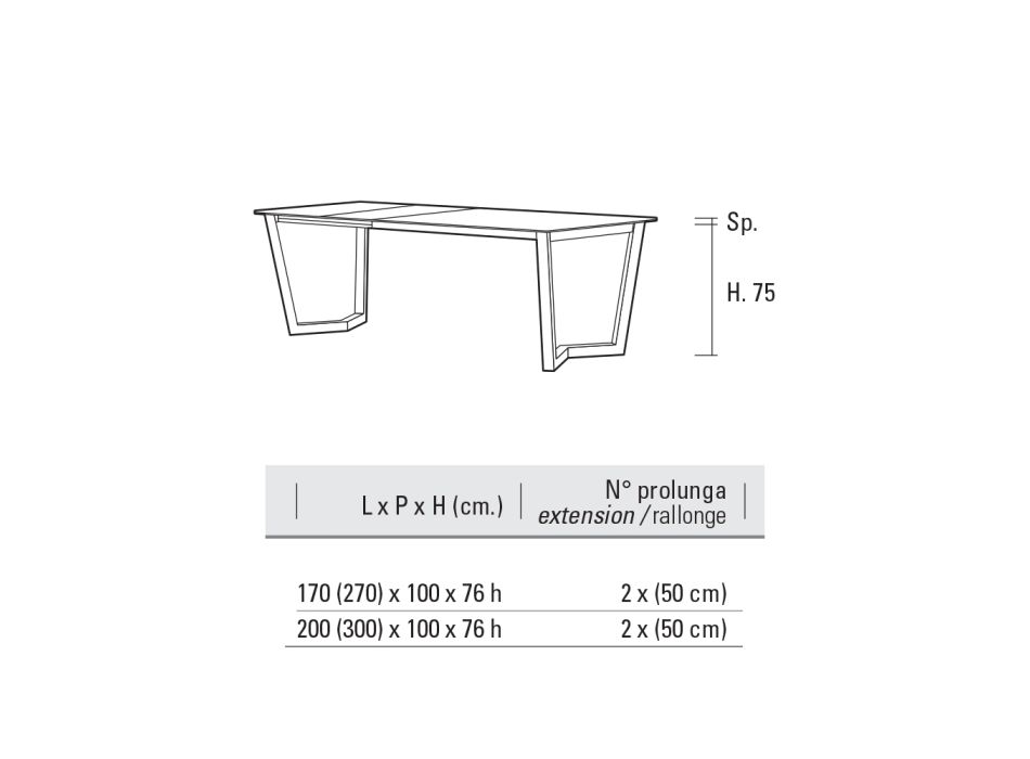 Rozkładany stół do 300 cm z warstwowego HPL Wyprodukowano we Włoszech - Bastiano Viadurini