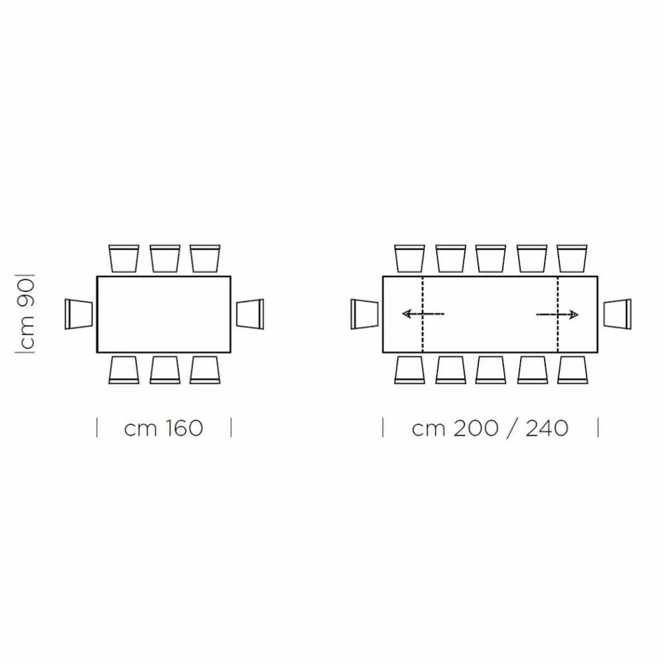Stół rozkładany do 300 cm z drewna i stali Made in Italy - Settimmio Viadurini