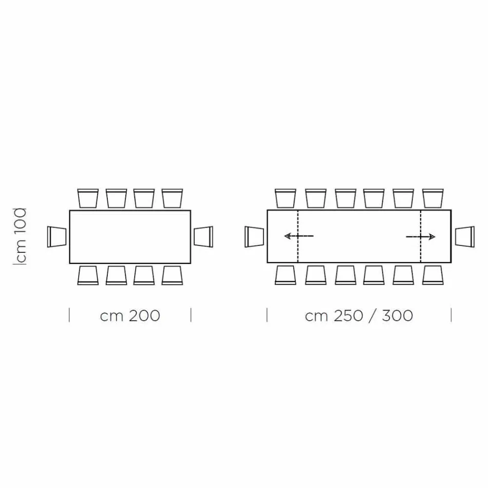 Stół rozkładany do 300 cm z drewna i stali Made in Italy - Settimmio Viadurini