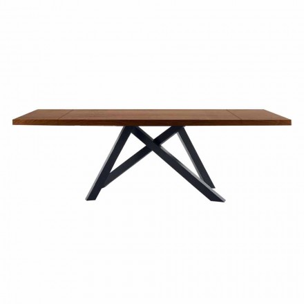 Stół rozkładany do 300 cm z drewna i stali Made in Italy - Settimmio Viadurini