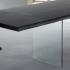 Stół rozkładany do 300 cm z drewna fornirowanego i szkła - Łza Viadurini