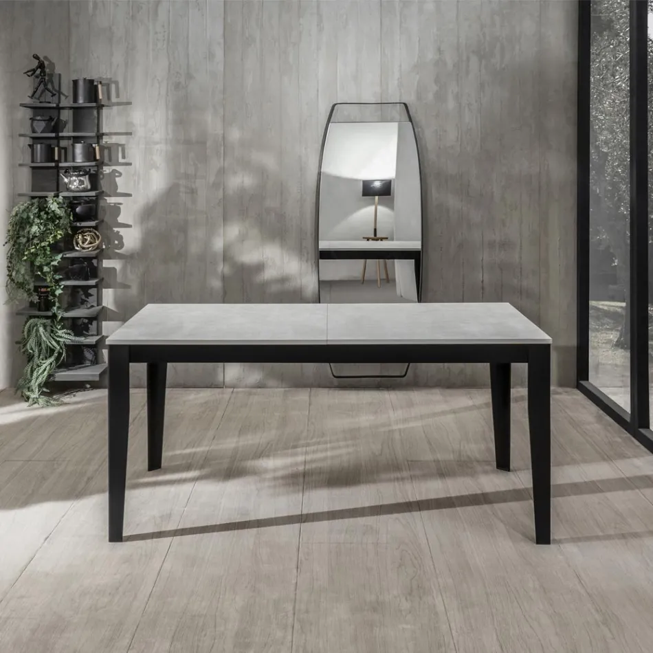 Rozkładany stół do 316 cm z melaminy i metalowej podstawy - kadzidło Viadurini