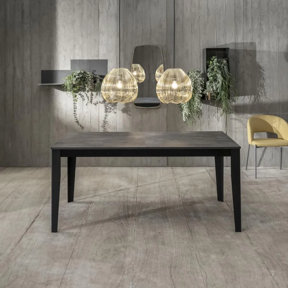 Rozkładany stół do 316 cm z melaminy i metalowej podstawy - kadzidło Viadurini