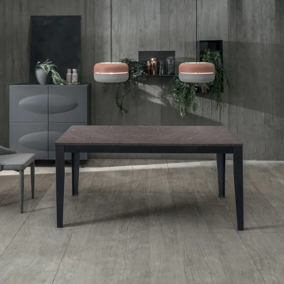 Rozkładany stół do 316 cm z melaminy i metalowej podstawy - kadzidło Viadurini