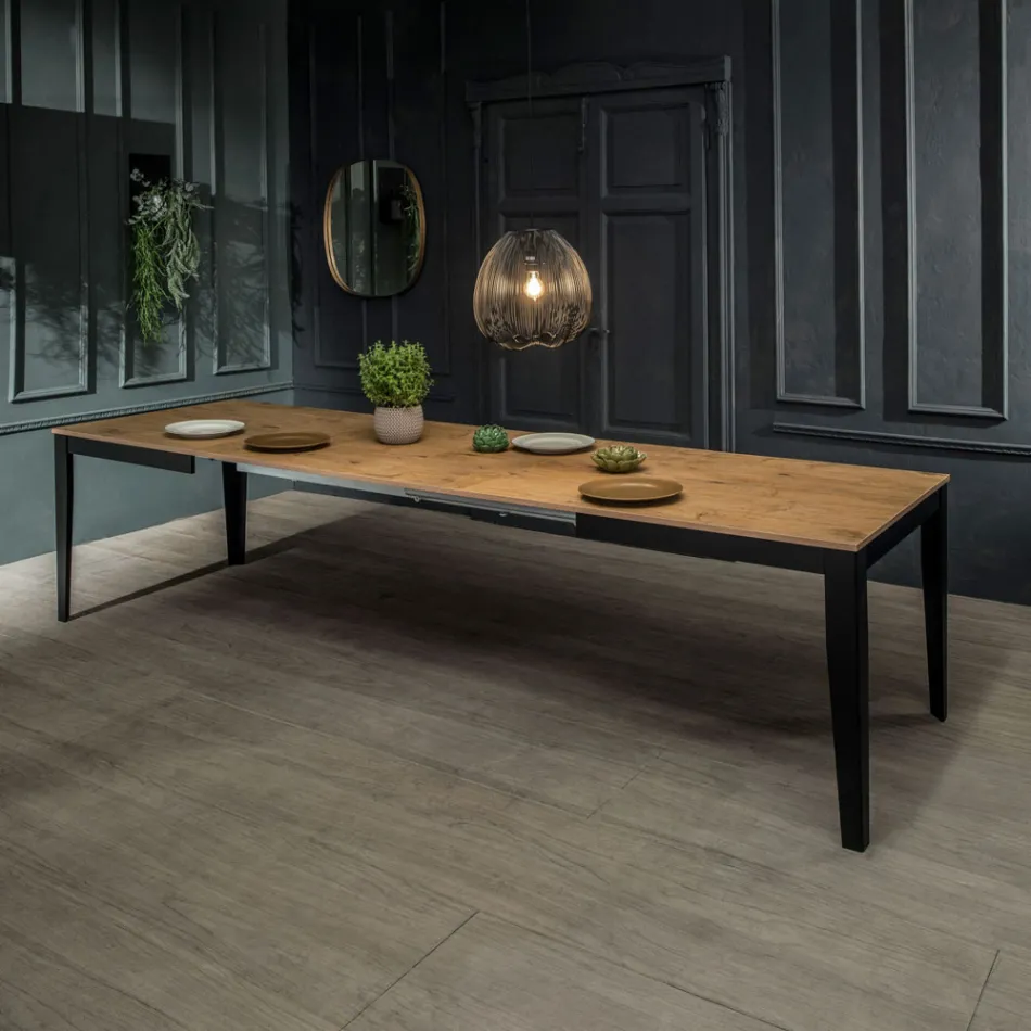 Rozkładany stół do 316 cm z melaminy i metalowej podstawy - kadzidło Viadurini