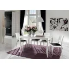 Rozkładany stolik do 350 cm w białym połysku orzechu tanganika, Leomas Viadurini