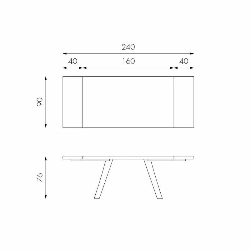 Wysuwany dębowy stolik i czarny metal Travis Viadurini