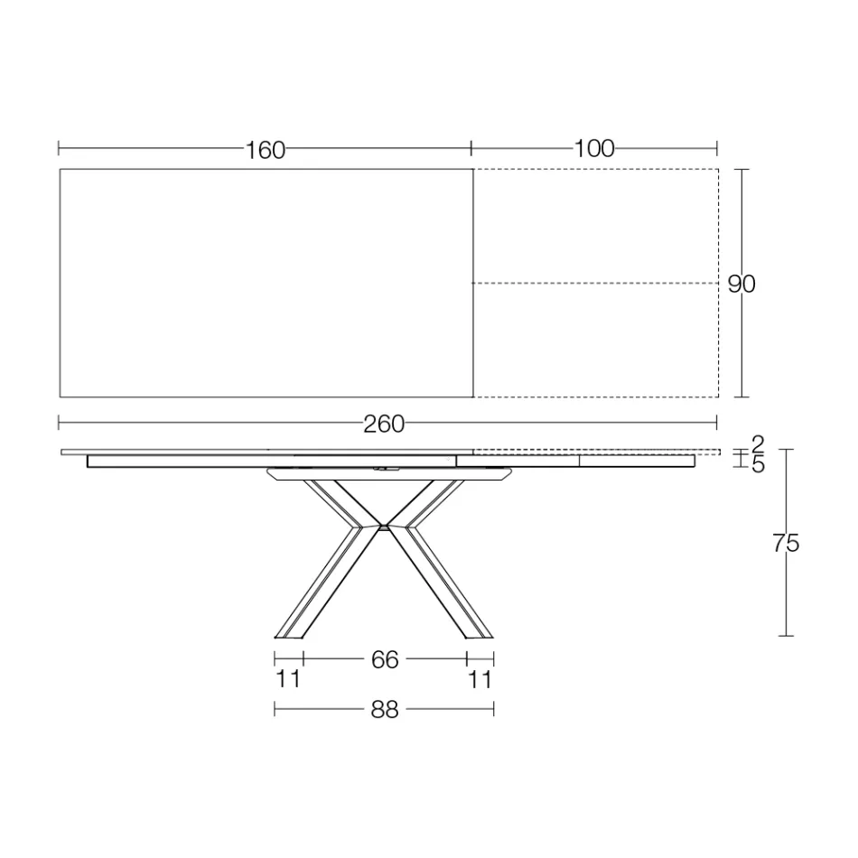 Rozkładany stół z polerowanej czarnej ceramiki Calacatta Starlit - Balia Viadurini