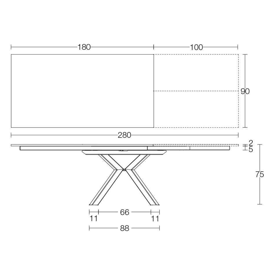 Rozkładany stół z polerowanej czarnej ceramiki Calacatta Starlit - Balia Viadurini