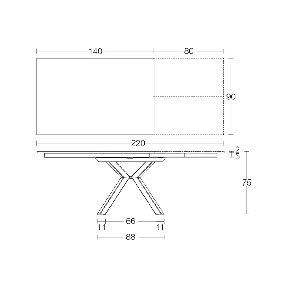Rozkładany stół z polerowanej czarnej ceramiki Calacatta Starlit - Balia Viadurini