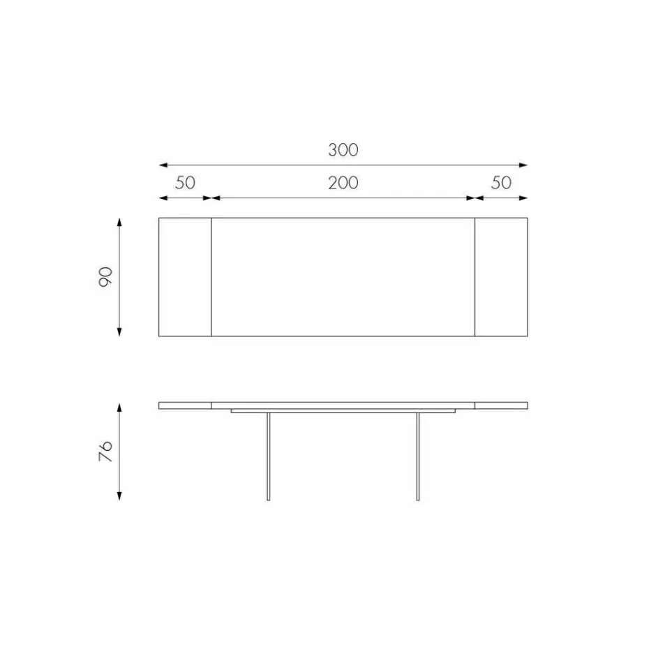 Rozkładany stolik w okleinie dębowej ze szklanymi nogami Nico Viadurini