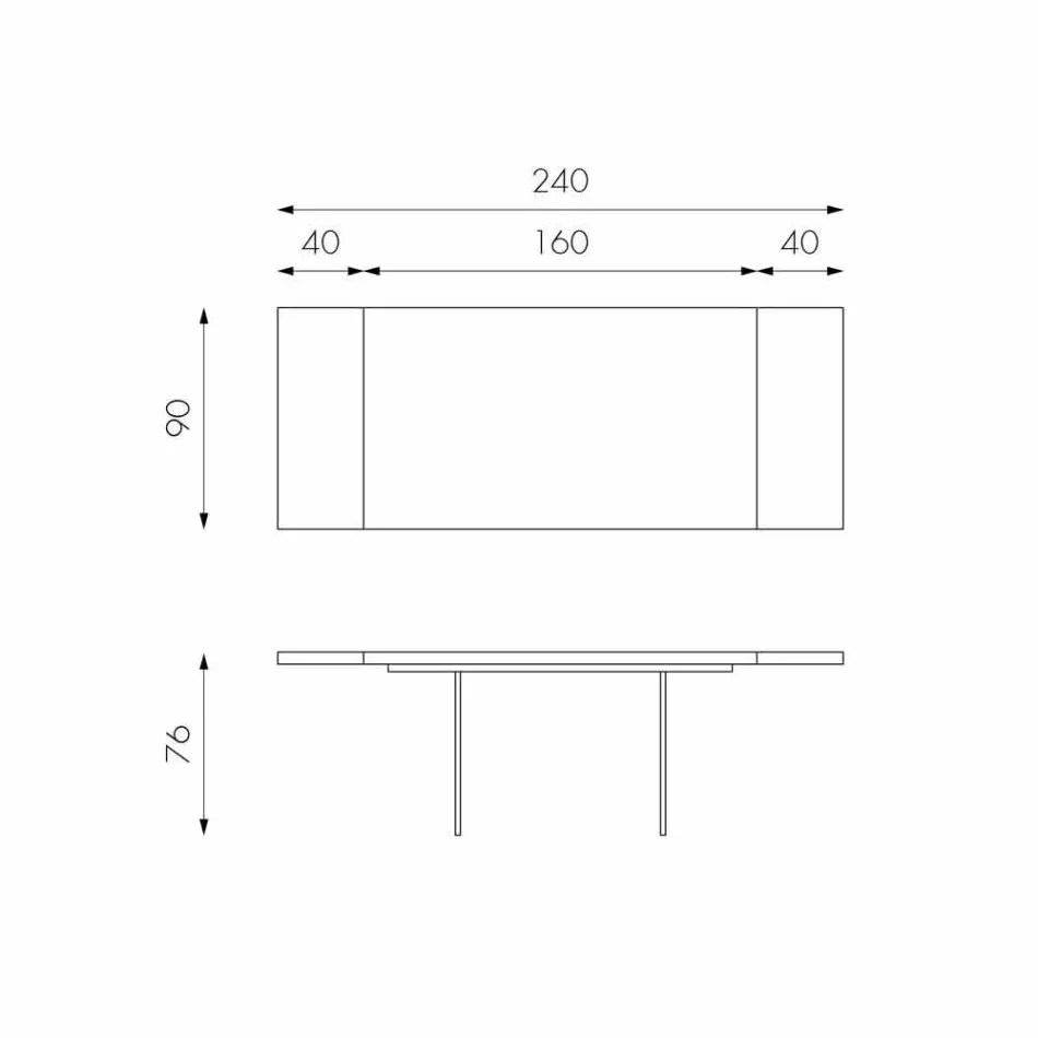 Rozkładany stolik w okleinie dębowej ze szklanymi nogami Nico Viadurini