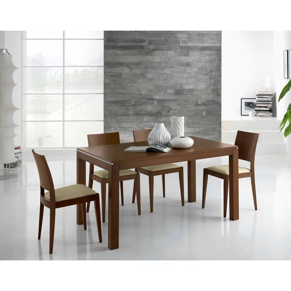 Rozkładany stół z drewna jesionowego z bocznymi opaskami z jesionu - Ketla Viadurini