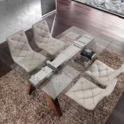 Rozkładany stół z litego drewna i hartowanego szkła Chad Viadurini