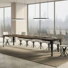 Rozkładany stół z drewna melaminowego i blatu z żelaza w kolorze antracytowym - Sassone Viadurini