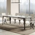 Rozkładany stół z drewna melaminowego i blatu z żelaza w kolorze antracytowym - Sassone