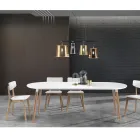 Stół rozkładany drewniany, biały blat matowy Ian Viadurini