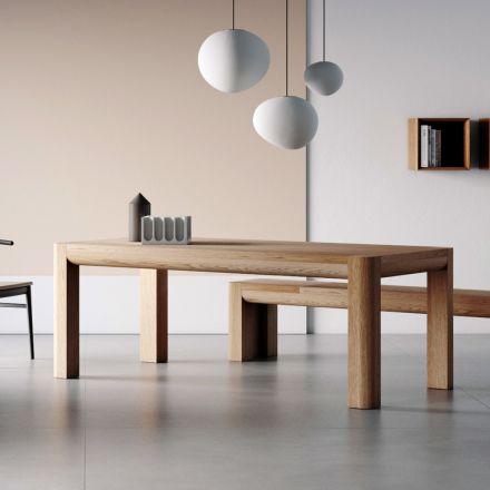 Rozkładany stół z płyty stolarskiej i kwadratowych nóg Made in Italy - Rillian Viadurini