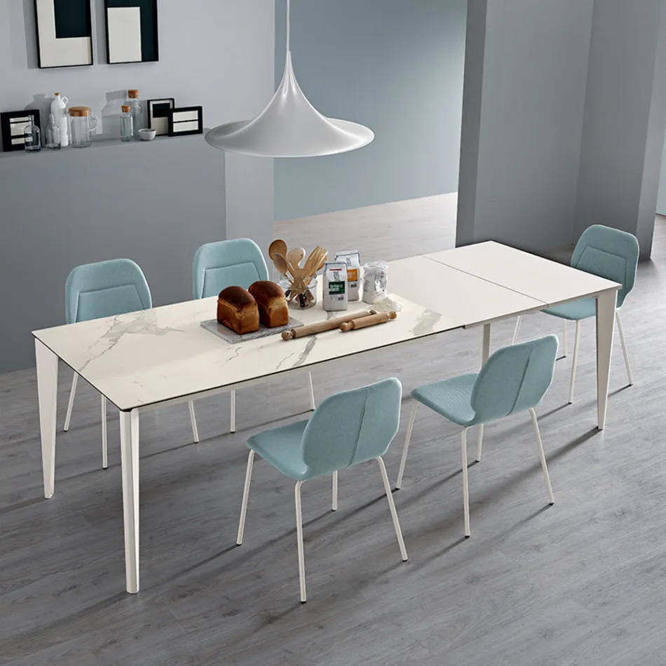 Rozkładany stół z ceramiki szklanej i metalowej podstawy w różnych wykończeniach - Ariel Viadurini