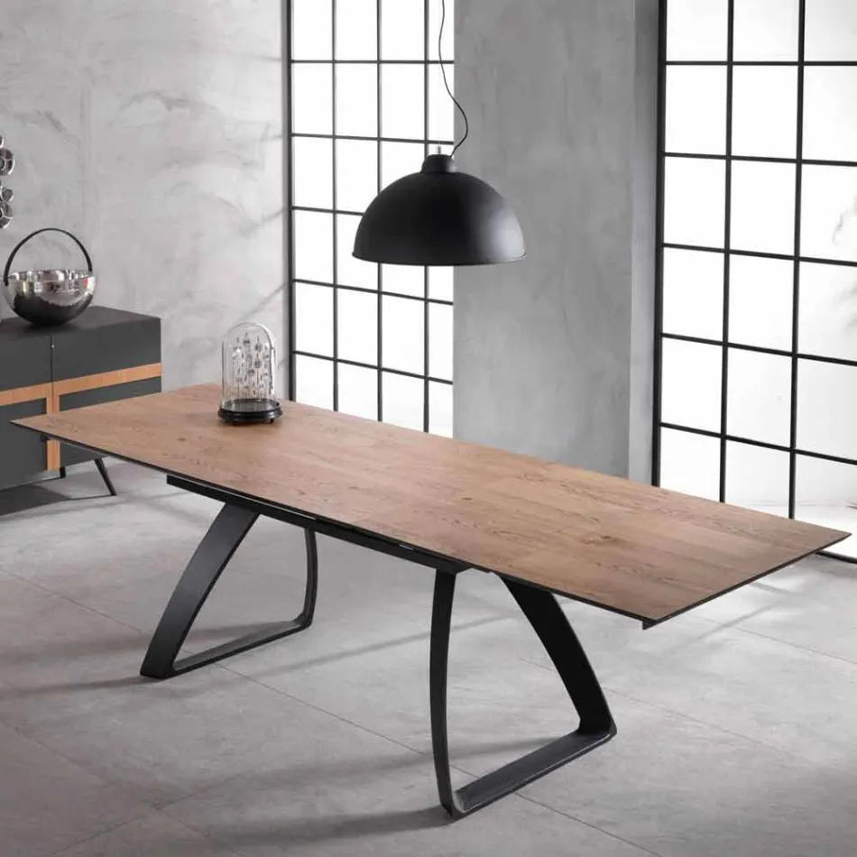 Nowoczesny stół rozkładany z metalowymi nogami, Villongo Viadurini