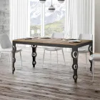 Nowoczesny rozkładany stół z drewna melaminowego i żelaznego blatu - Marella Viadurini