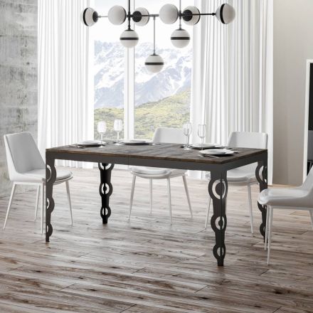 Nowoczesny rozkładany stół z drewna melaminowego i żelaznego blatu - Marella Viadurini
