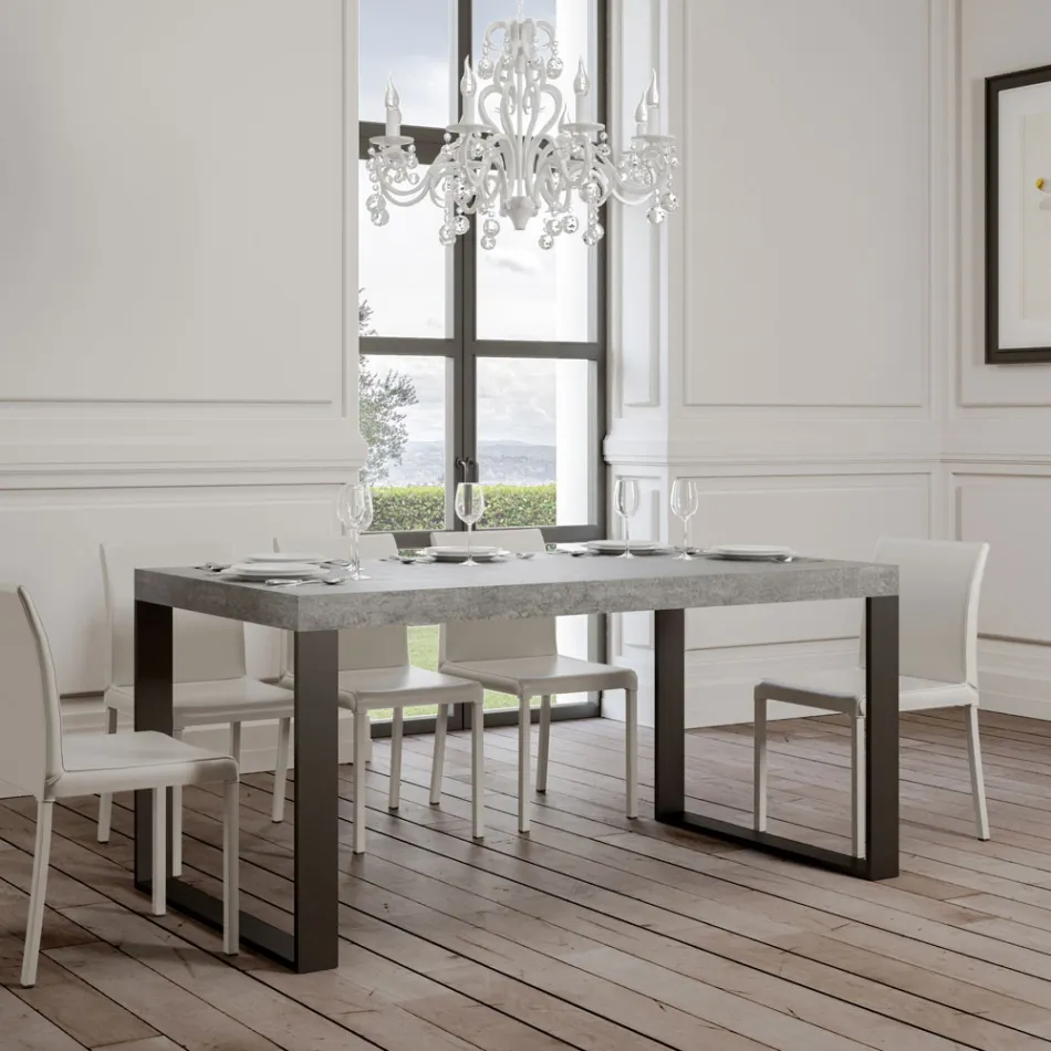 Nowoczesny rozkładany stół z drewna melaminowego Made in Italy - Badesi Viadurini