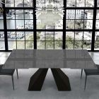 Nowoczesny rozkładany stół ze szkła i stali 14 miejsc Made in Italy - Dalmacja Viadurini