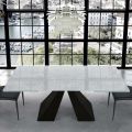 Nowoczesny rozkładany stół ze szkła i stali 14 miejsc Made in Italy - Dalmata