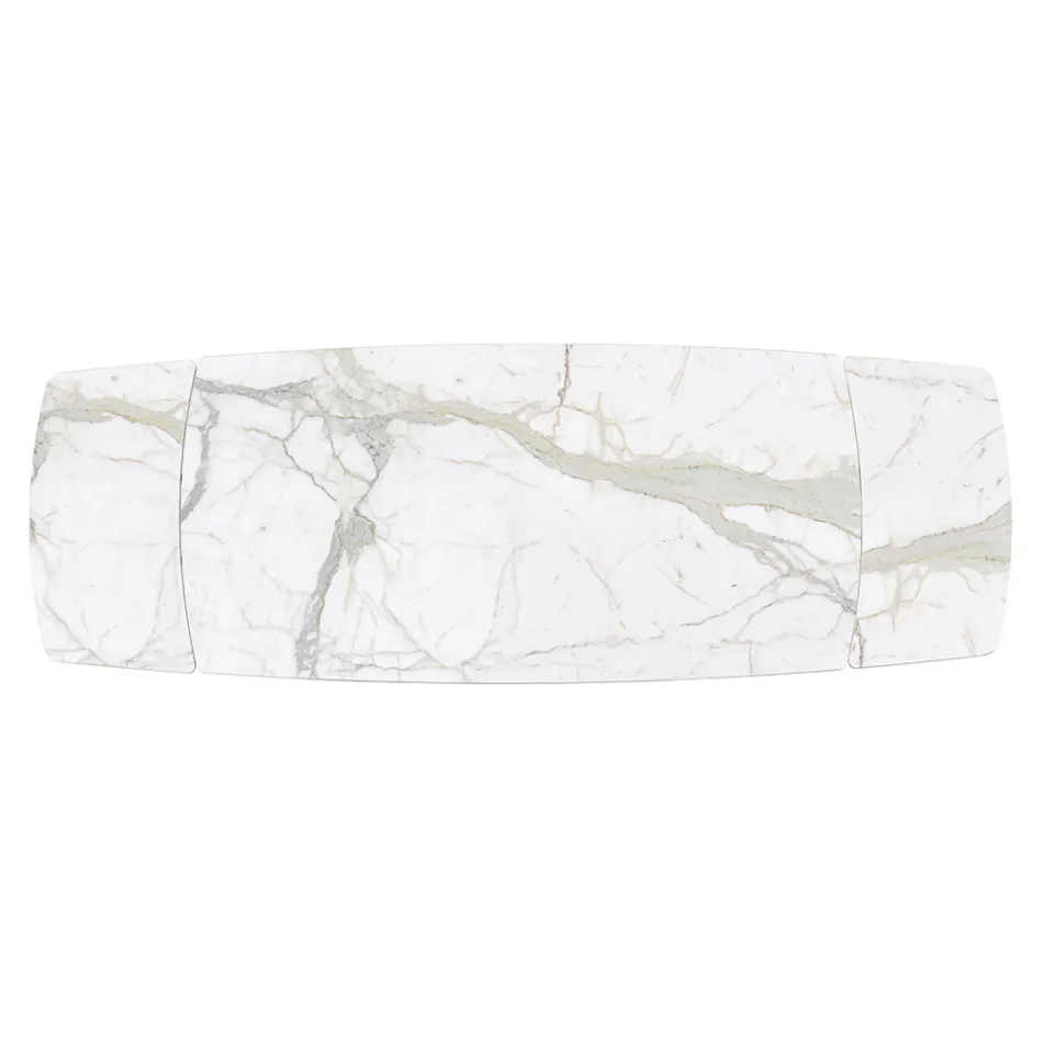 Rozkładany stół z ceramicznym blatem i żelazną podstawą - Incrocio Viadurini