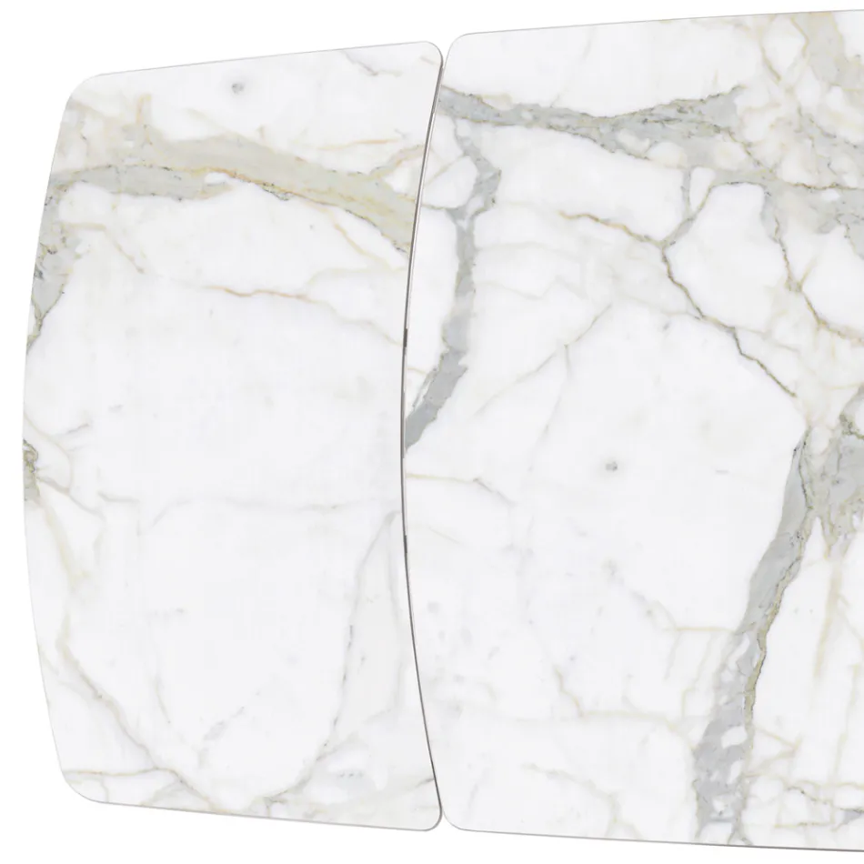 Rozkładany stół z ceramicznym blatem i żelazną podstawą - Incrocio Viadurini