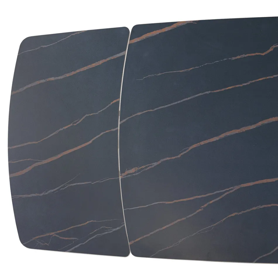 Rozkładany stół z ceramicznym blatem i żelazną podstawą - Incrocio Viadurini