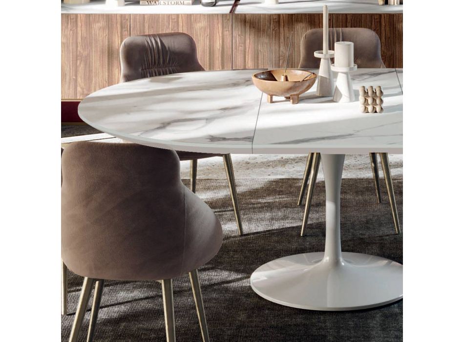 Rozkładany okrągły stół do salonu z laminatu Made in Italy - dolary Viadurini