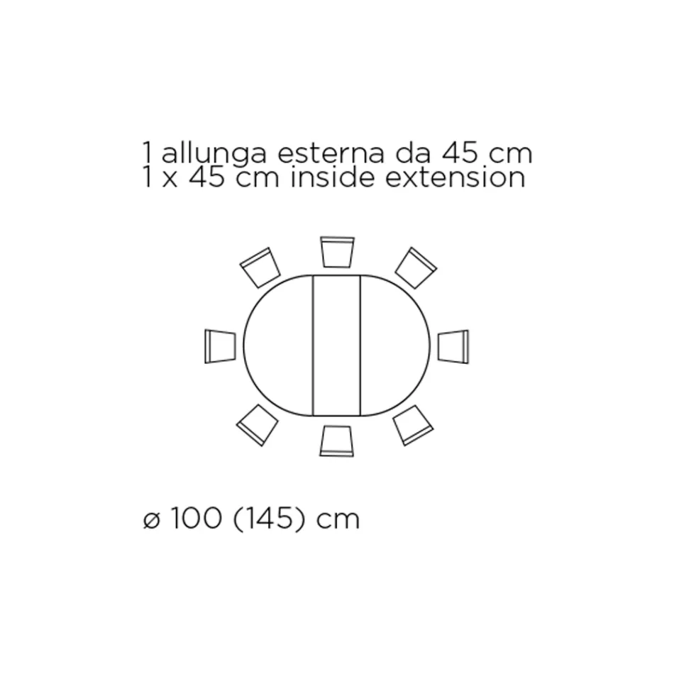Rozkładany okrągły stół do salonu z laminatu Made in Italy - dolary Viadurini