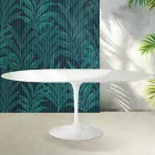 Stół rozkładany Saarinen Tulip H 74 cm w połyskującej białej ceramice Florim - Scarlet Viadurini
