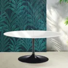 Stół rozkładany Saarinen Tulip H 74 cm w połyskującej białej ceramice Florim - Scarlet Viadurini