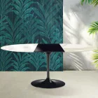 Stół rozkładany Saarinen Tulip H 74 cm z ceramiki Florim Calacatta Gold Gloss w kolorze szkarłatnym Viadurini