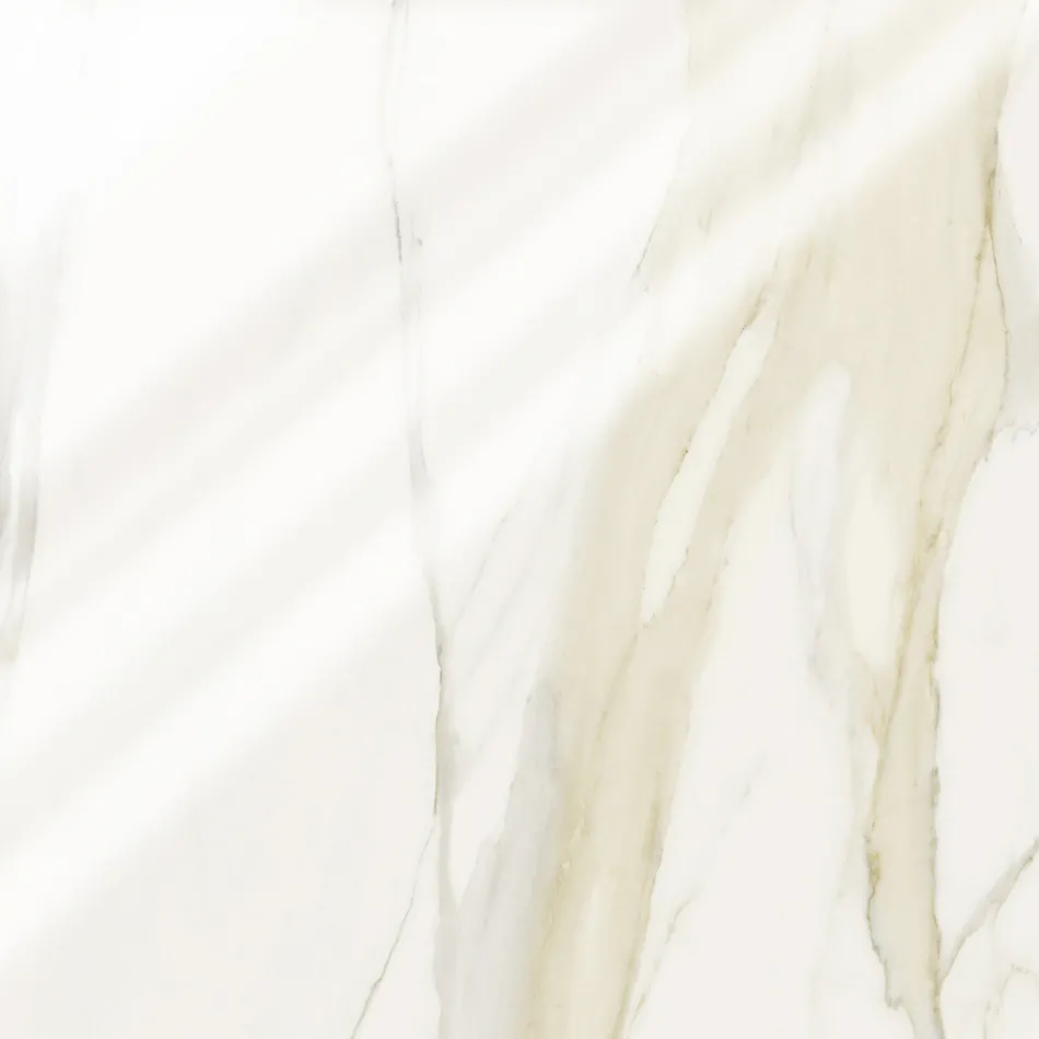 Stół rozkładany Saarinen Tulip H 74 cm z ceramiki Florim Calacatta Gold Gloss w kolorze szkarłatnym Viadurini