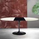 Stół rozkładany Saarinen Tulip H 74 cm w kolorze Florim Calacatta Gold Matt Ceramic - Scarlet Viadurini