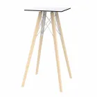 Kwadratowy wysoki stolik barowy z drewna i HPL, 4 sztuki - Faz Wood firmy Vondom Viadurini