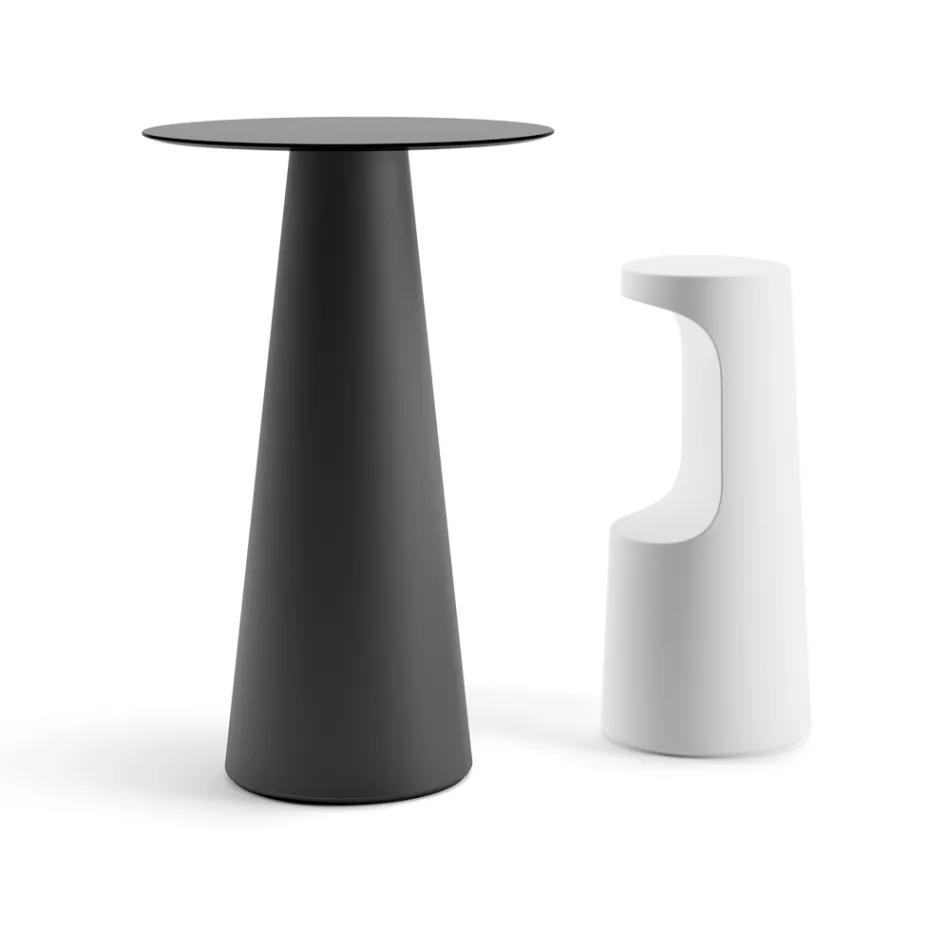 Wysoki stół zewnętrzny z okrągłym blatem z Hpl Made in Italy - Forlina Viadurini