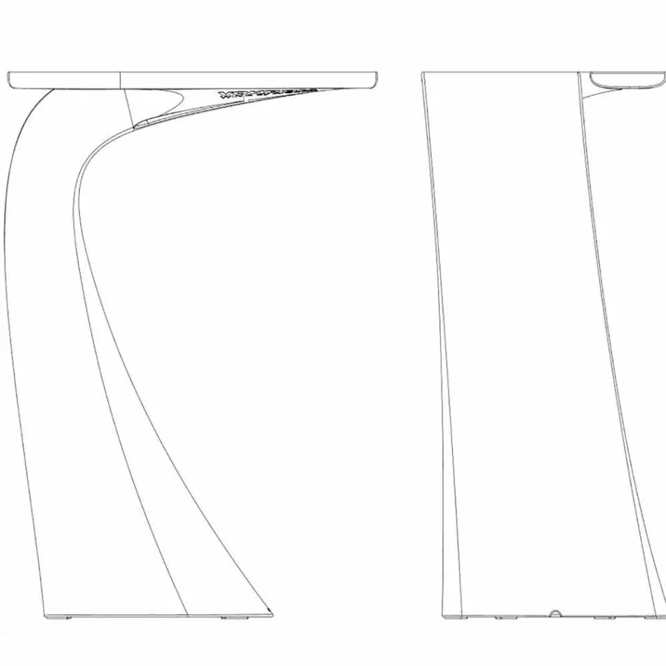Zaprojektowany wysoki stół zewnętrzny H 100 cm, z polietylenu, Wing Vondom Viadurini