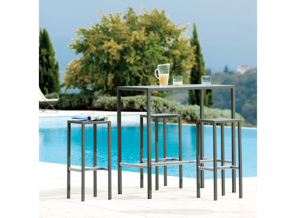 Wysoki stół ogrodowy ze stali ocynkowanej Made in Italy - Vesna Viadurini