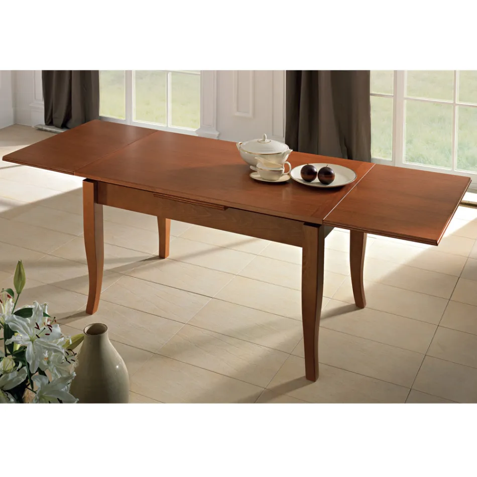 Klasyczny rozkładany stół z forniru z drewna rzemieślniczego - Karim Viadurini