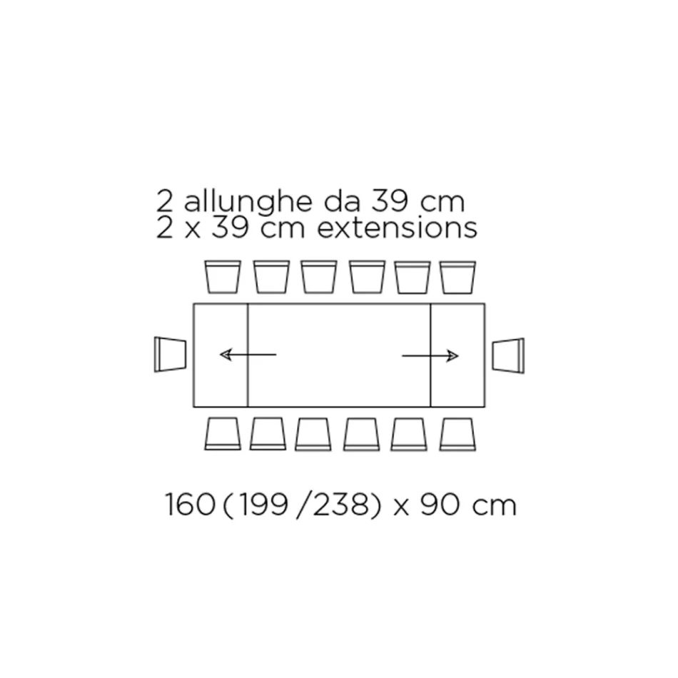 Stół ze zintegrowanymi przedłużeniami i podstawą ze stali Mink Made in Italy - Dalmatyńczyk Viadurini