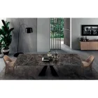 Stół ze zintegrowanymi przedłużeniami z ceramiki i stali Made in Italy - Dalmata Viadurini