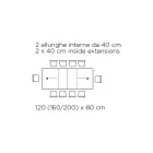 Stół z wewnętrznymi przedłużeniami i składaną krawędzią z laminatu Made in Italy - Gordito Viadurini