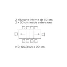 Stół z wewnętrznymi przedłużeniami i składaną krawędzią z laminatu Made in Italy - Gordito Viadurini