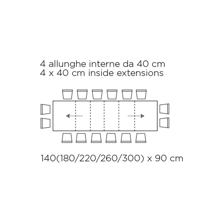 Stół z wewnętrznymi przedłużeniami i składaną krawędzią z laminatu Made in Italy - Gordito Viadurini