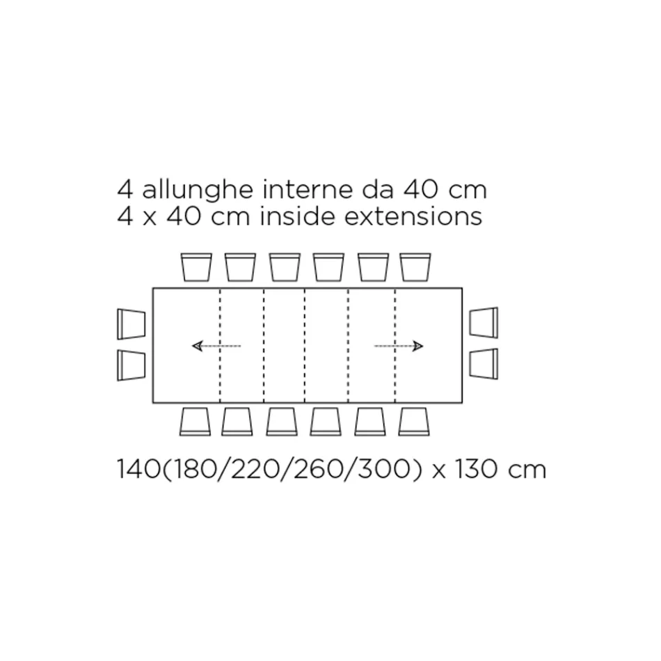 Stół z wewnętrznymi przedłużeniami i składaną krawędzią z laminatu Made in Italy - Gordito Viadurini
